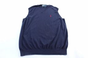 Universal Backpack Compatibility Polo by Ralph Lauren Embroidered Logo Blue Sweater Vest