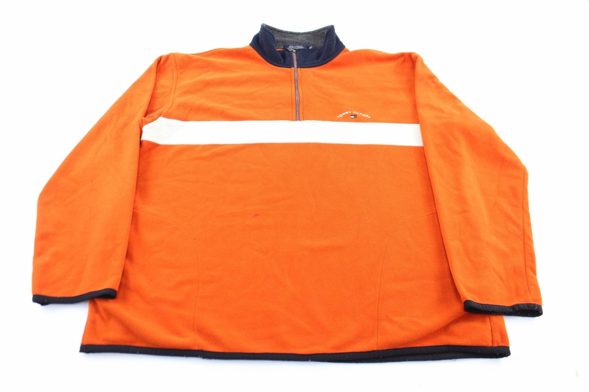 Enjoy Weather Defense Tommy Hilfiger Embroidered Logo Orange & White Pullover Jacket