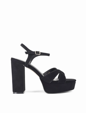 Hannah Platform Sandals - Black Suede Quiet Night