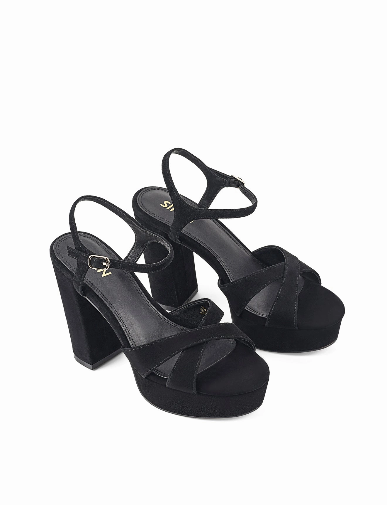 Stable Move Stretch Step Hannah Platform Sandals - Black Suede