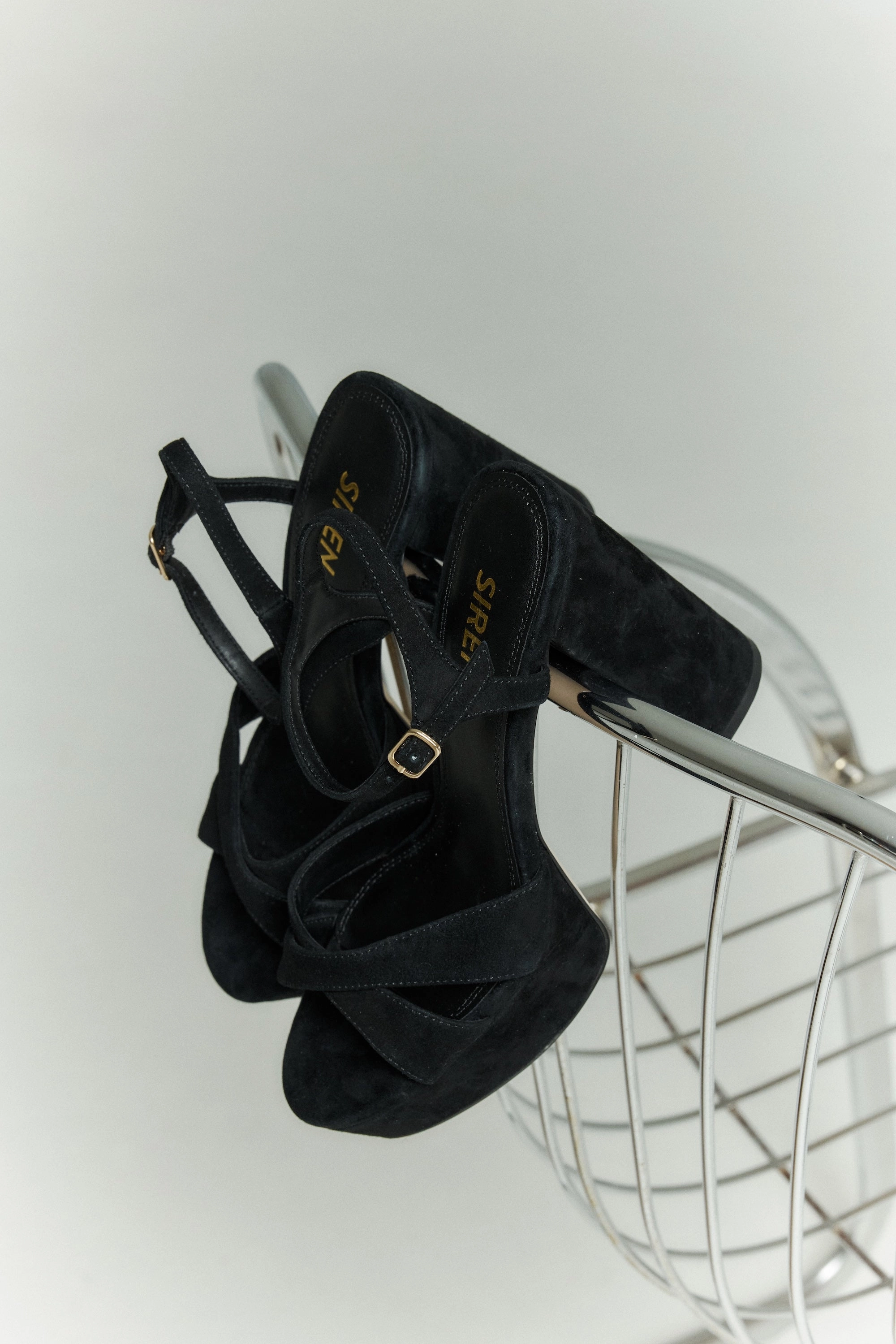 Power Walk Hannah Platform Sandals - Black Suede