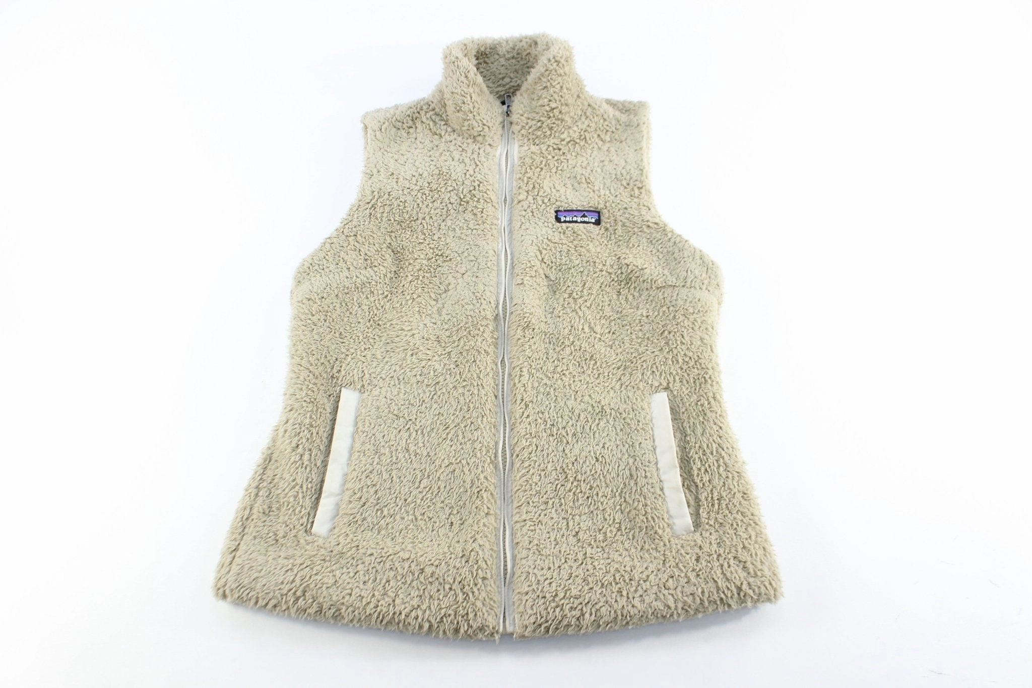 Vegan Option Women's Patagonia Logo Patch Beige Zip Up Vest