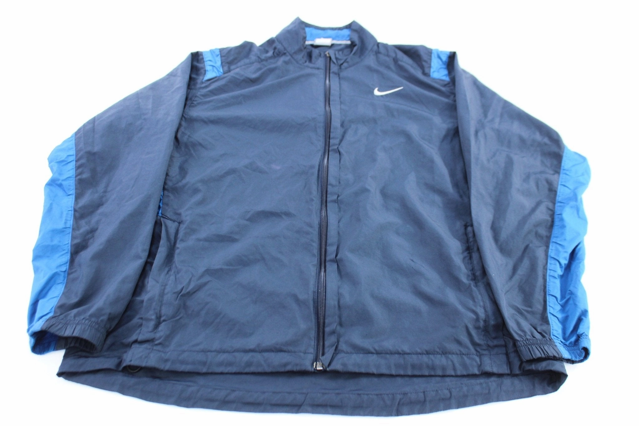 Stretchable Fabric suitable for work commutes Nike Embroidered Swoosh Logo Blue Windbreaker Jacket