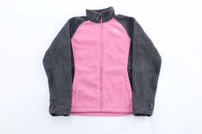 Cold Weather Fashion Storm Gear Women's The North Face Embroidered Logo Pink & Grey Zip Up Jacket