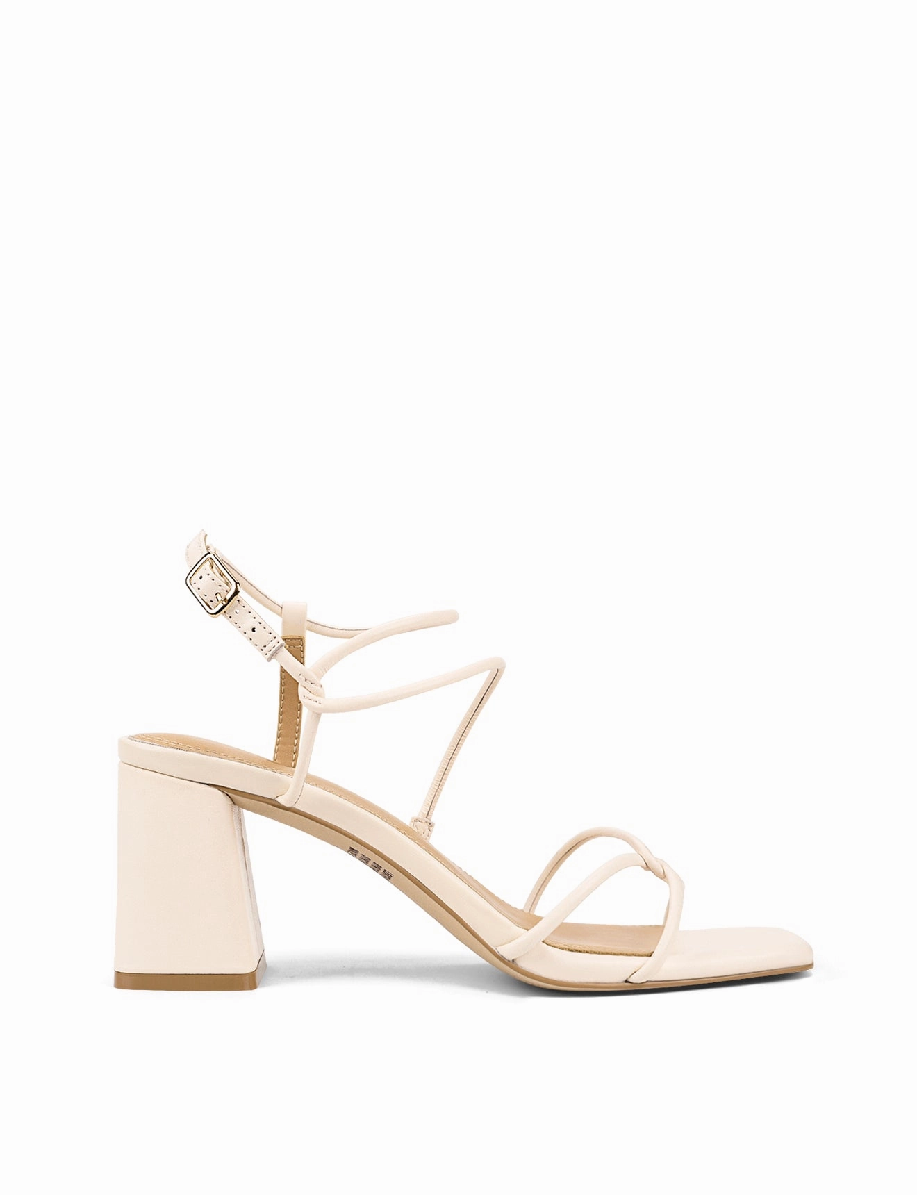 Strike Strappy Block Heels - Cream White Leather Denim Friend Secure Grip