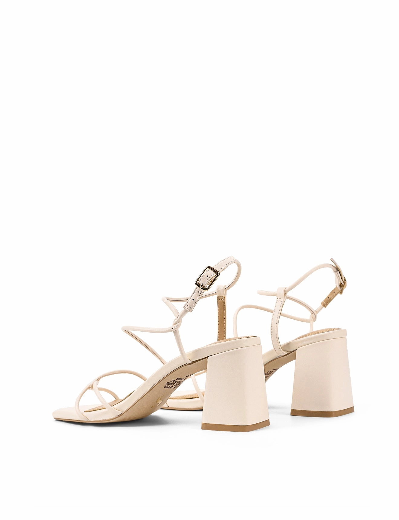 Resort Pair Strike Strappy Block Heels - Cream White Leather