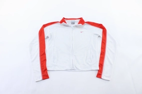 Drop Hood Style Women's Y2K Nike Embroidered Logo Red & White Zip Up Jacket