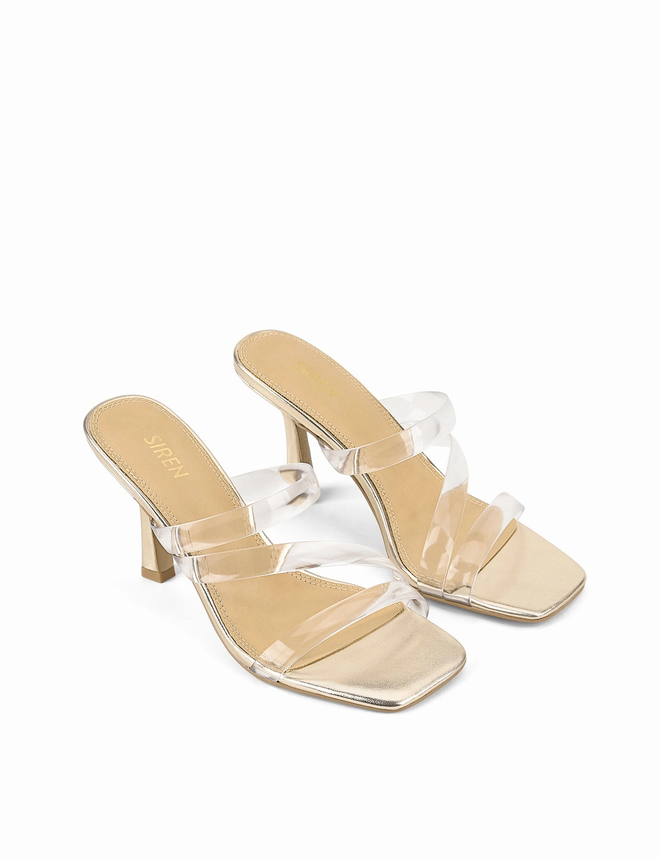 Spence Heeled Sandals - Gold Metallic Leather & Vinylite Neutral Appeal