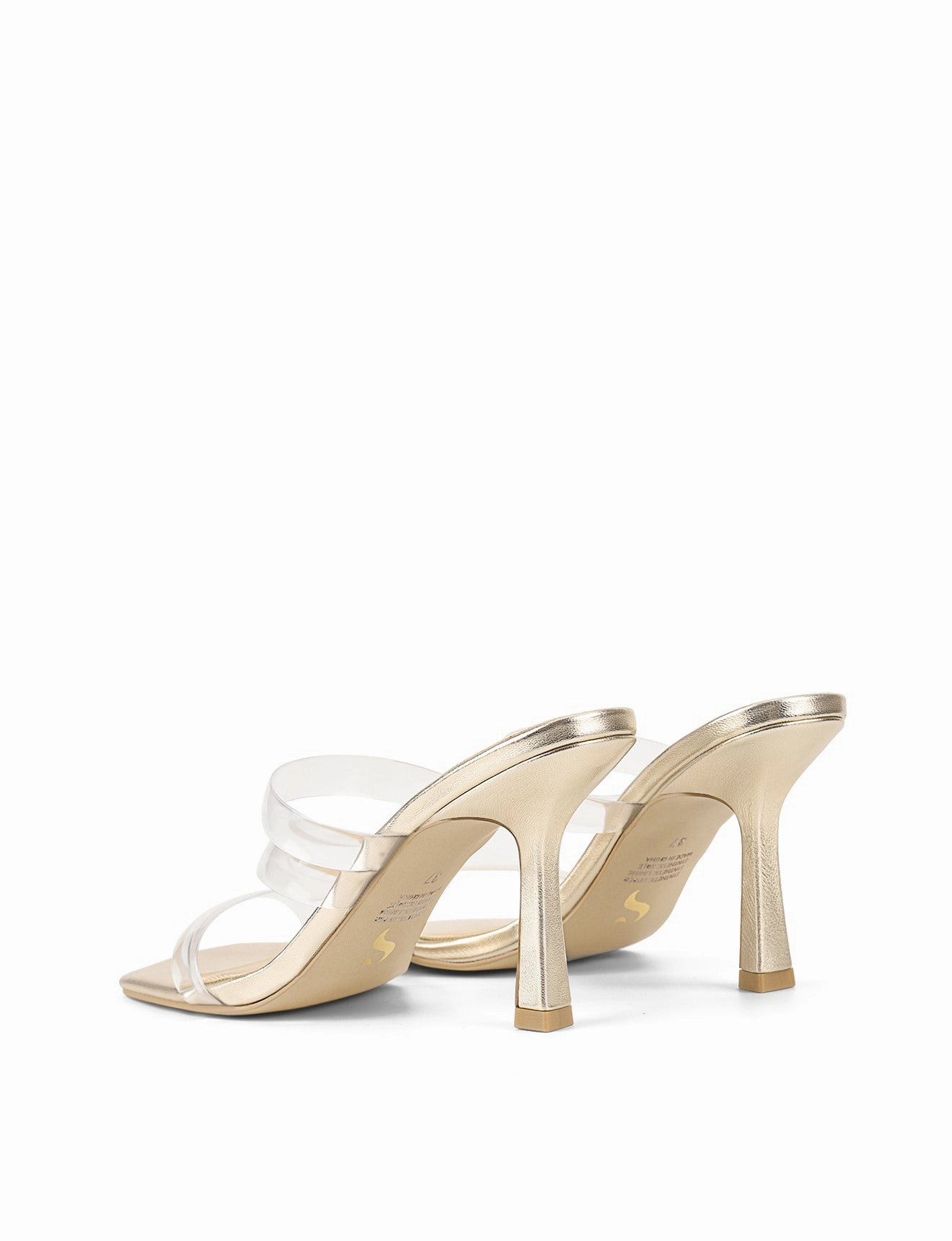 No Lace Spence Heeled Sandals - Gold Metallic Leather & Vinylite