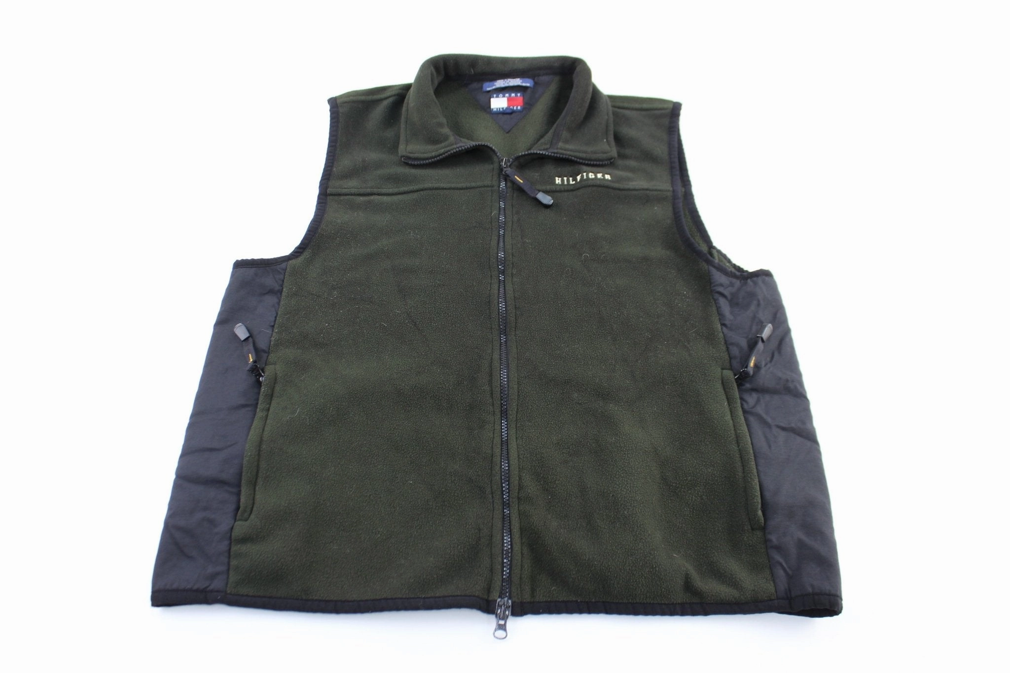 Tommy Hilfiger Embroidered Logo Green Zip Up Vest Comfy Layer popular among teenagers