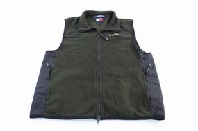 Tommy Hilfiger Embroidered Logo Green Zip Up Vest Comfy Layer popular among teenagers