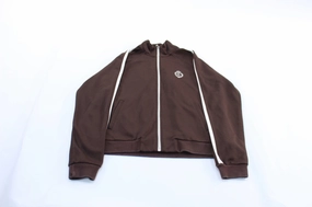 Soft Interior Lining Women's Ralph Lauren Embroidered Logo Brown & White Zip Up Jacket