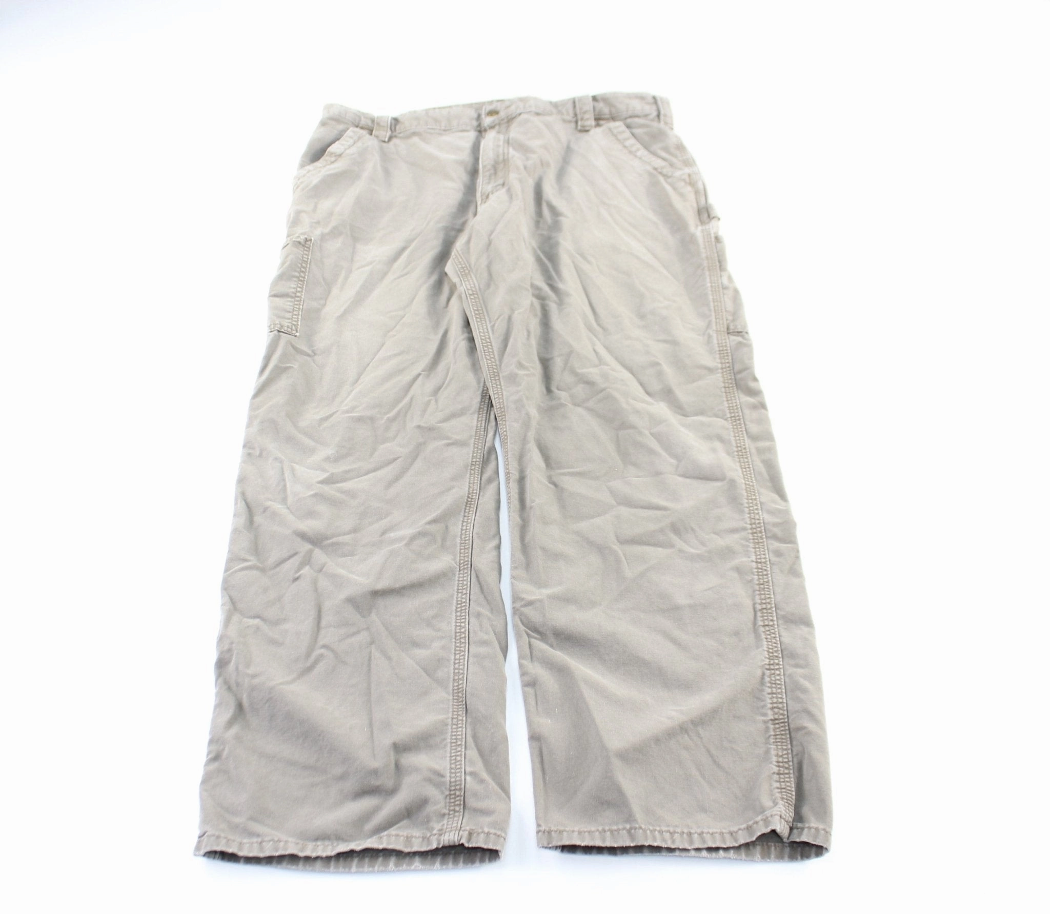 High Waist Stretch Soft Fabric Carhartt Logo Patch Grey Carpenter Pants