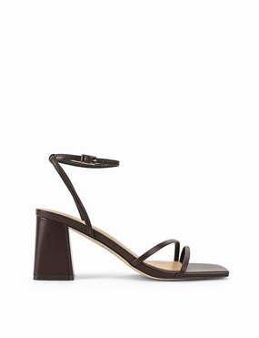 Smart Wear Be Confident Stacie Block Heel Sandals - Chocolate Brown Leather