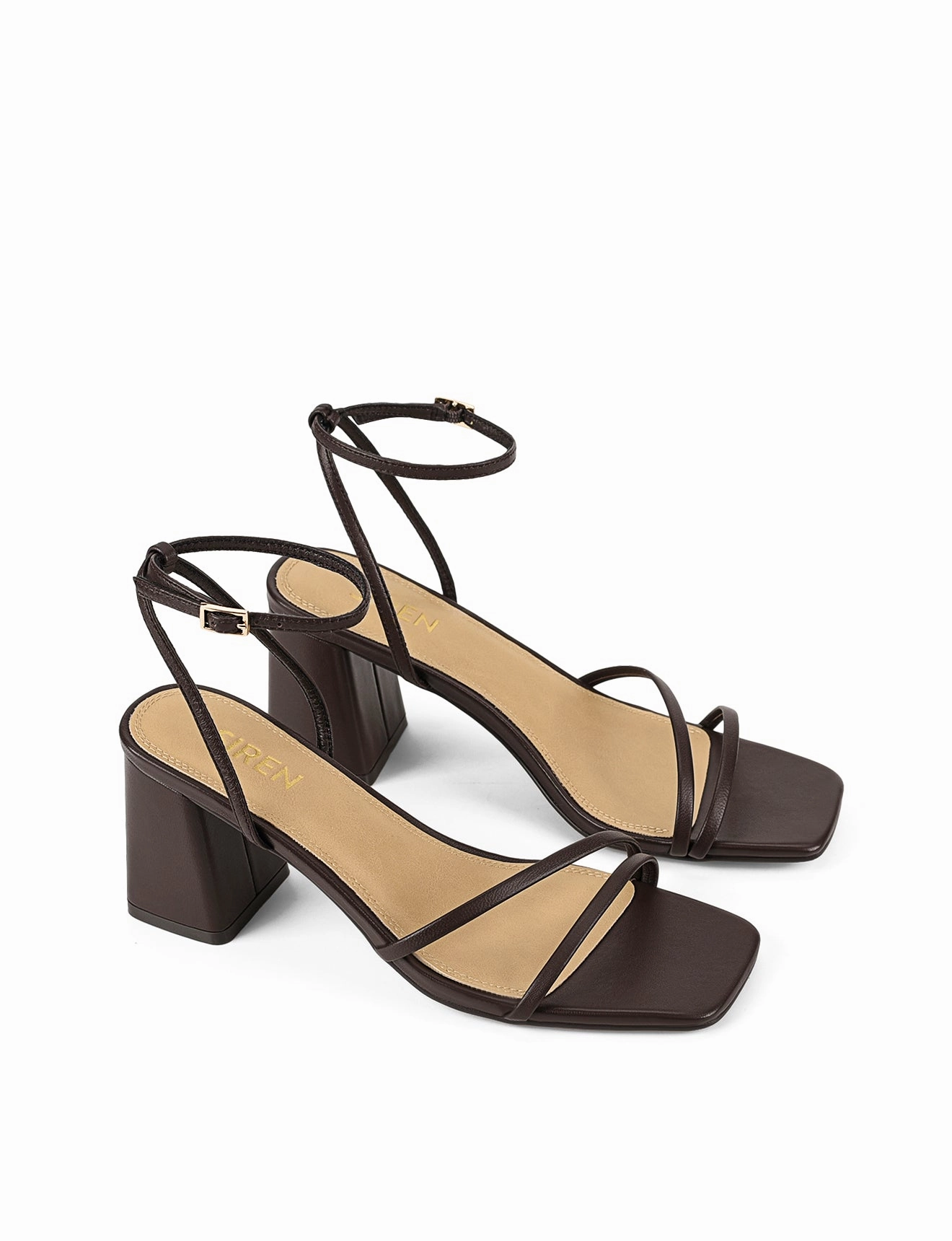 Market Walk Joint Step Stacie Block Heel Sandals - Chocolate Brown Leather