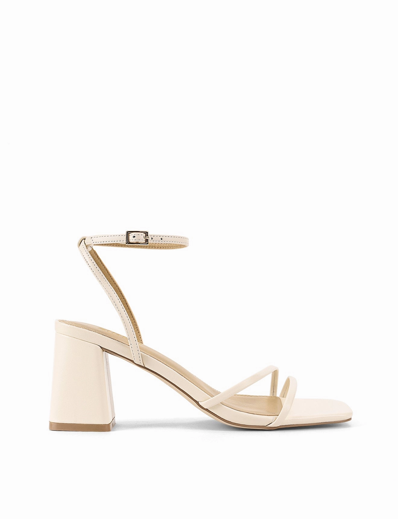 Stacie Block Heel Sandals - Cream White Leather Dress Mate