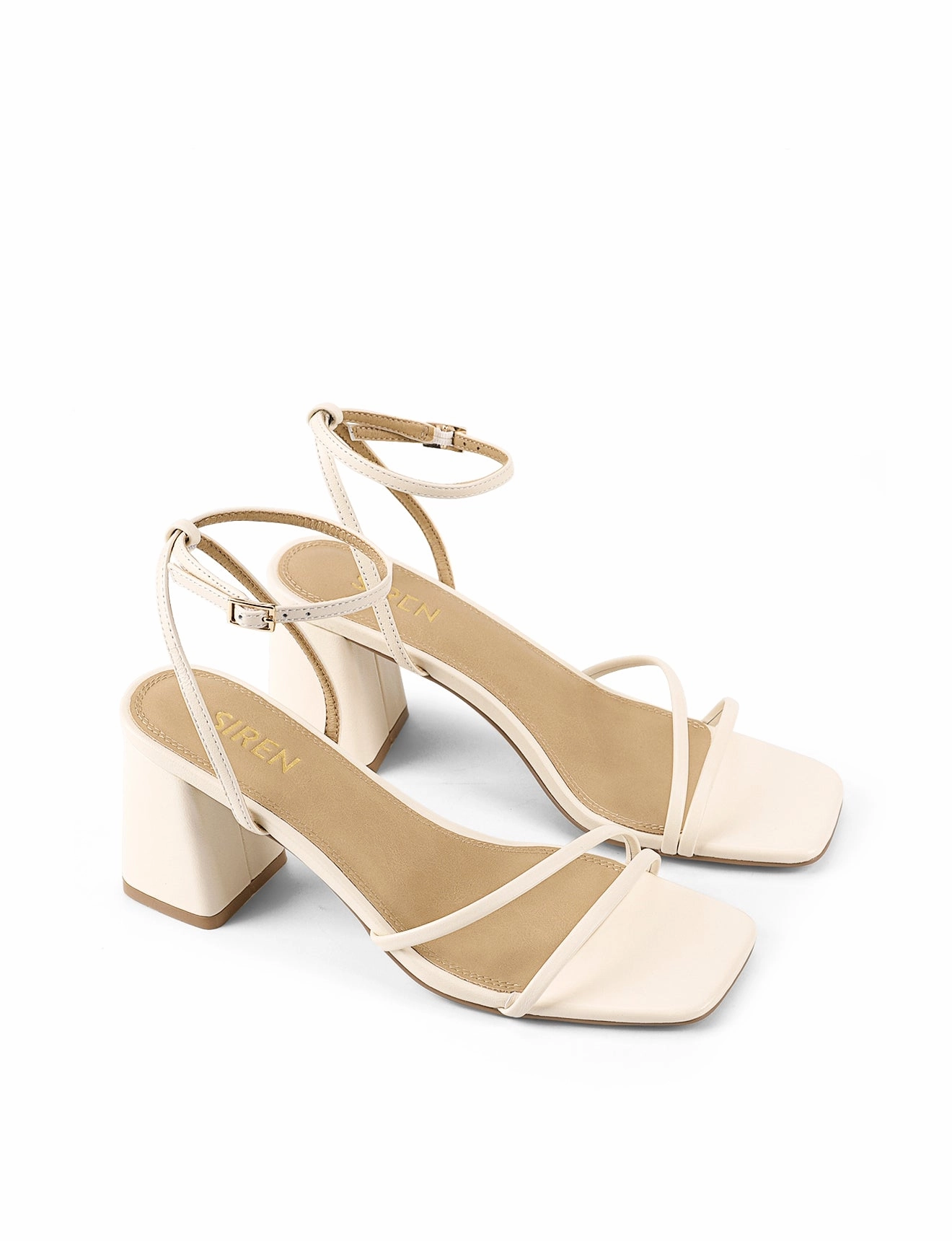 Craft Fair Run Day Stacie Block Heel Sandals - Cream White Leather