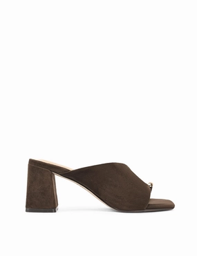 Fresh Errand Stanton Block Heel Mules - Chocolate Brown Suede