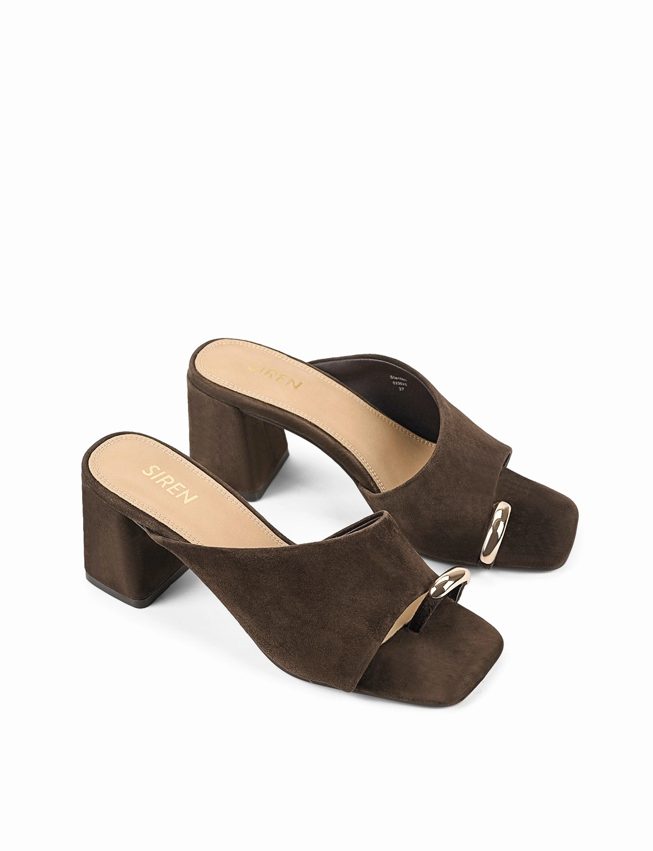 Foot Step Stanton Block Heel Mules - Chocolate Brown Suede