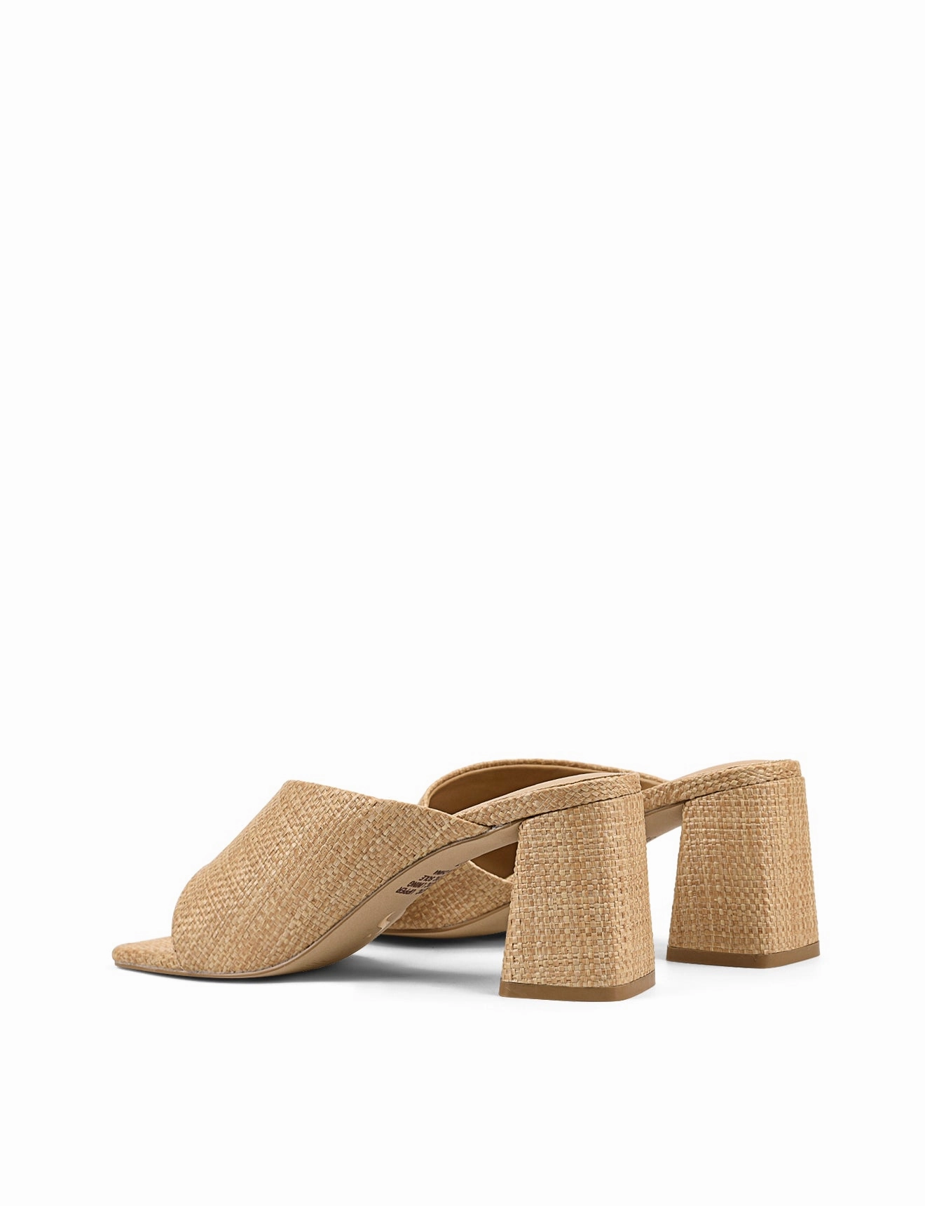 Stanton Block Heel Mules - Natural Raffia Dinner Pair