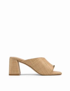 Stanton Block Heel Mules - Natural Raffia Quick Errand