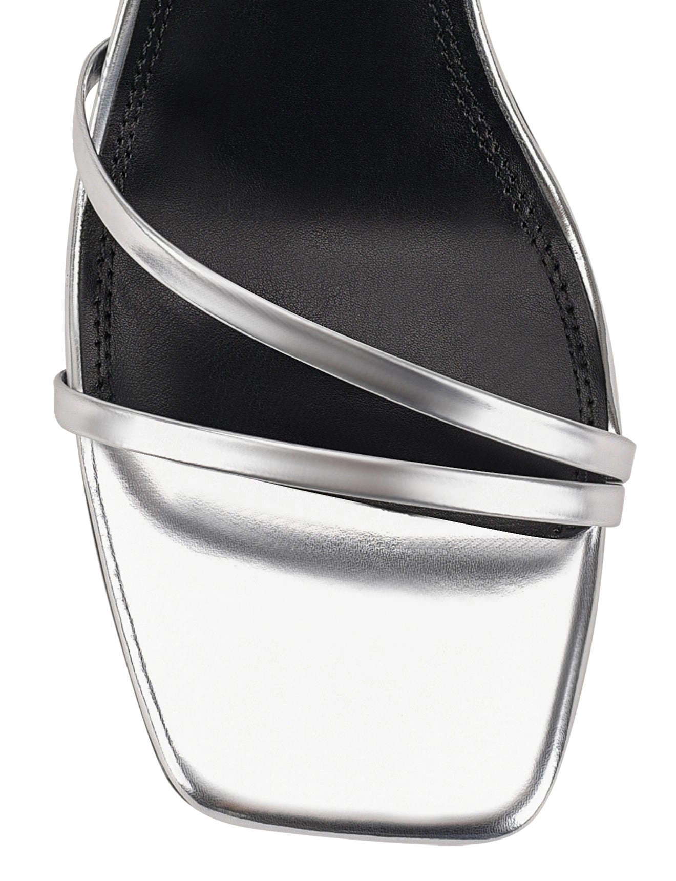 Easy Night Starling Strappy Block Heels - Silver Mirror Metallic Leather