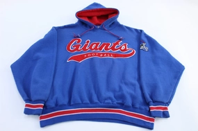 Starter New York Giants Football Embroidered Pullover Hoodie Unstructured Shoulder Cut Night Out