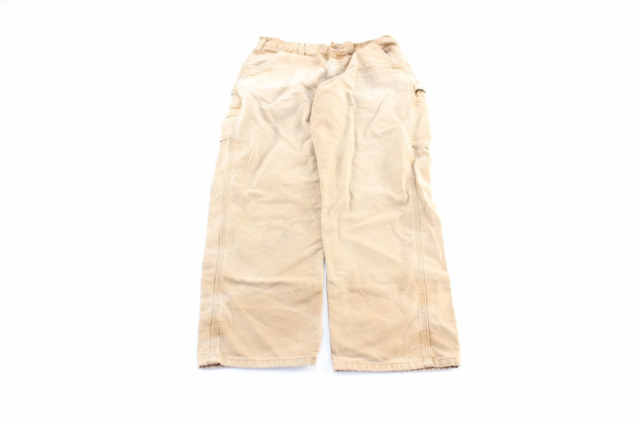 Decorative stitching Flexible Waistband Carhartt Logo Patch Tan Workwear Pants