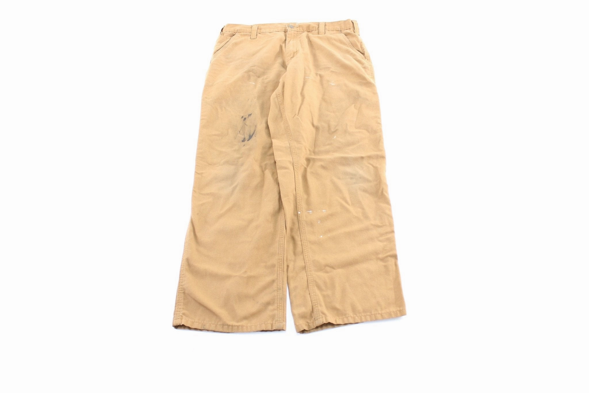 Carhartt Logo Patch Tan Dungaree Fit Pants Flexible Durability