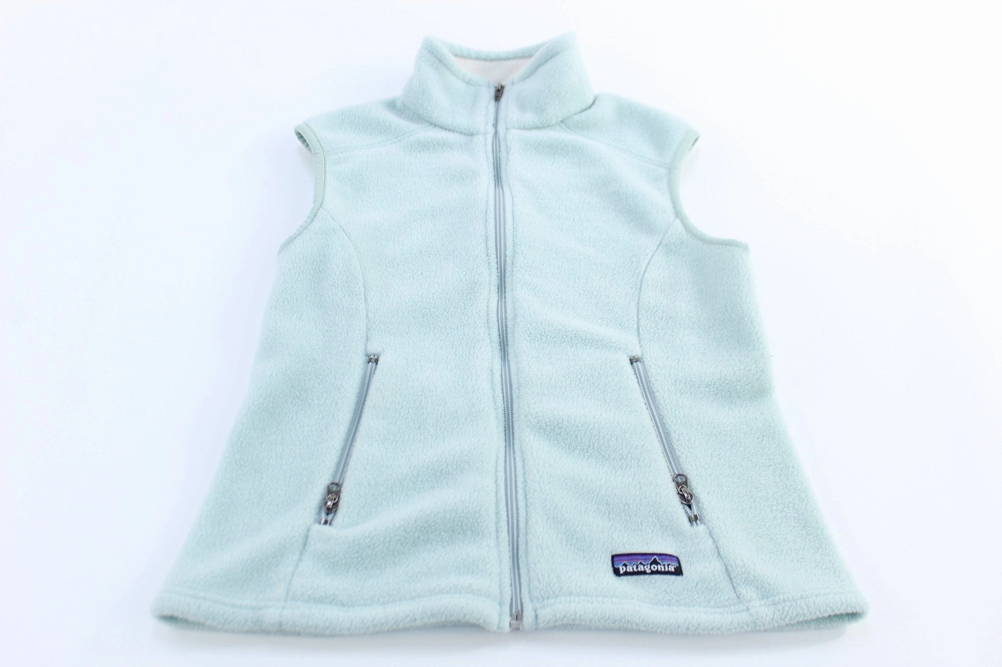 Cowboy Women's Patagonia Logo Patch Light Blue Fleece Zip Up Vest