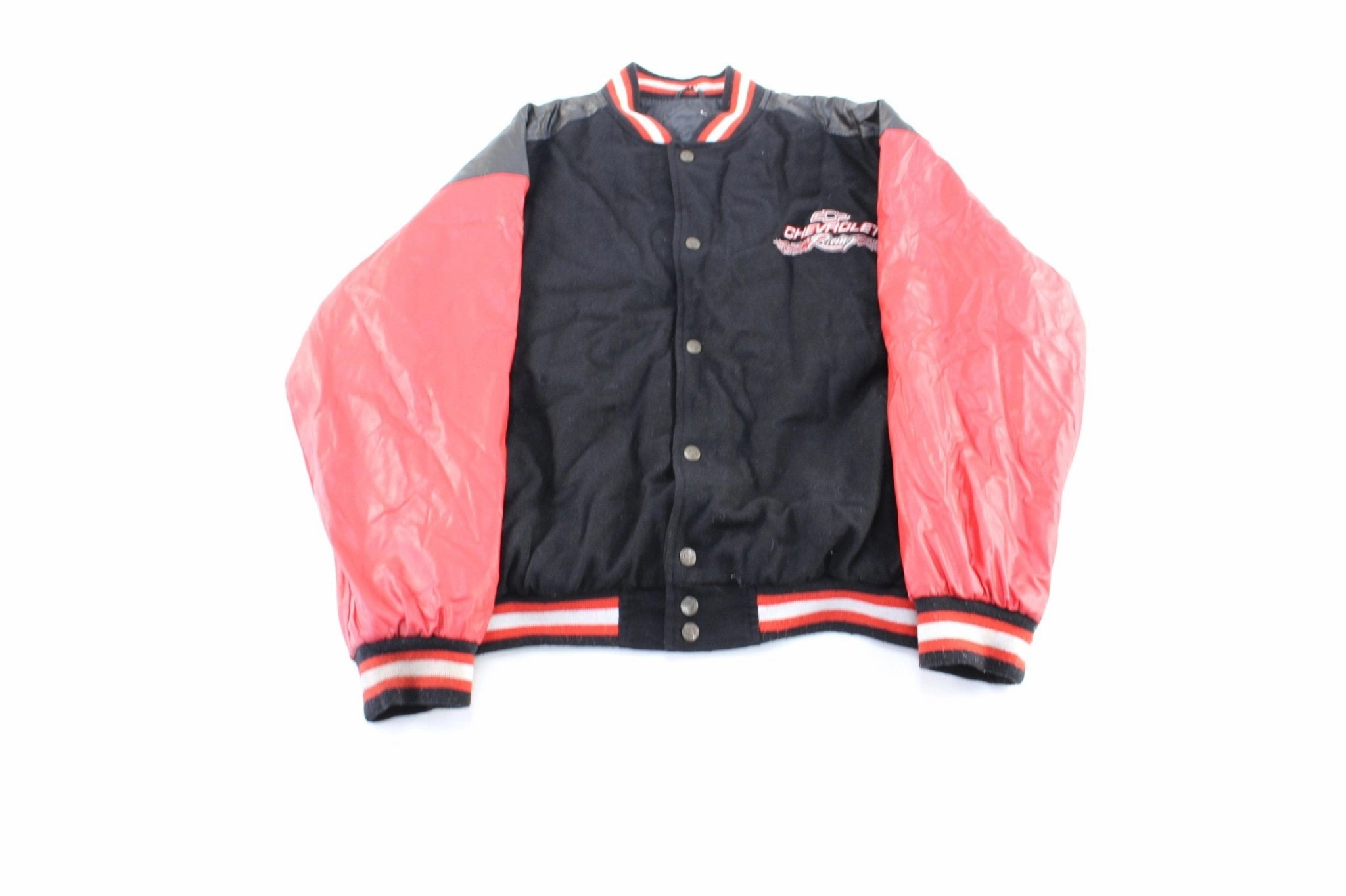 Steve & Barry's Embroidered Chevrolet Racing Leather Jacket QuiltedPattern sunny