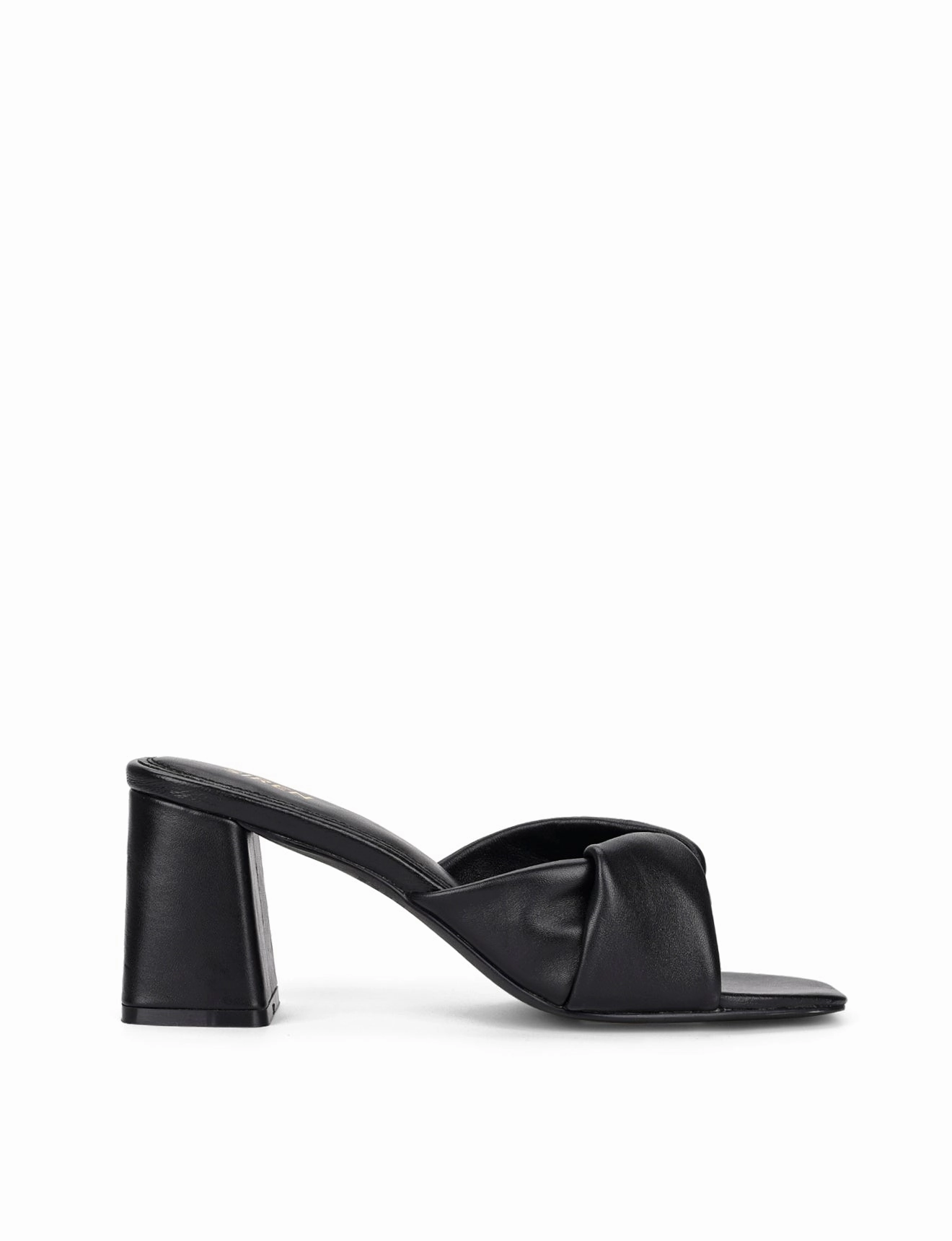 Story Block Heel Mules - Black Leather Laugh Step Balanced Step