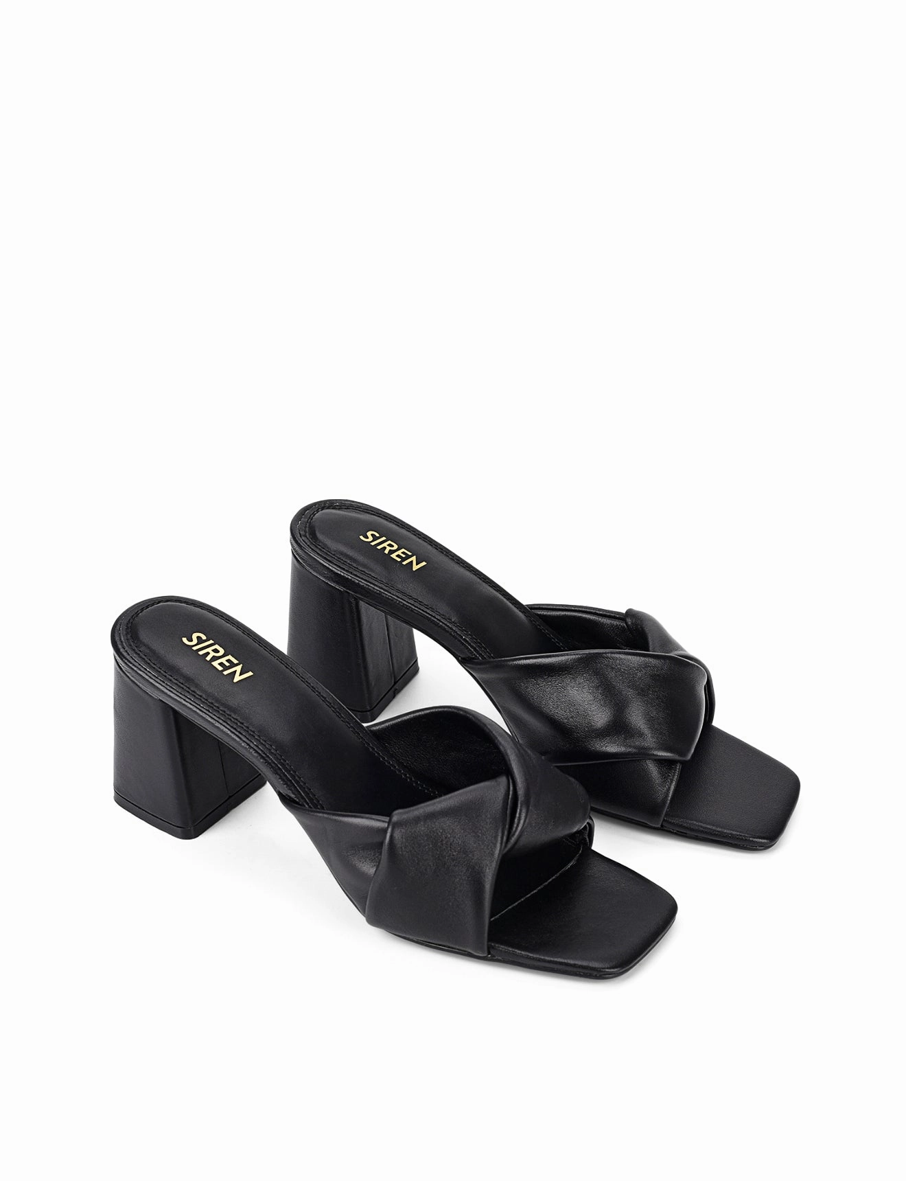 Beach Walk Story Block Heel Mules - Black Leather