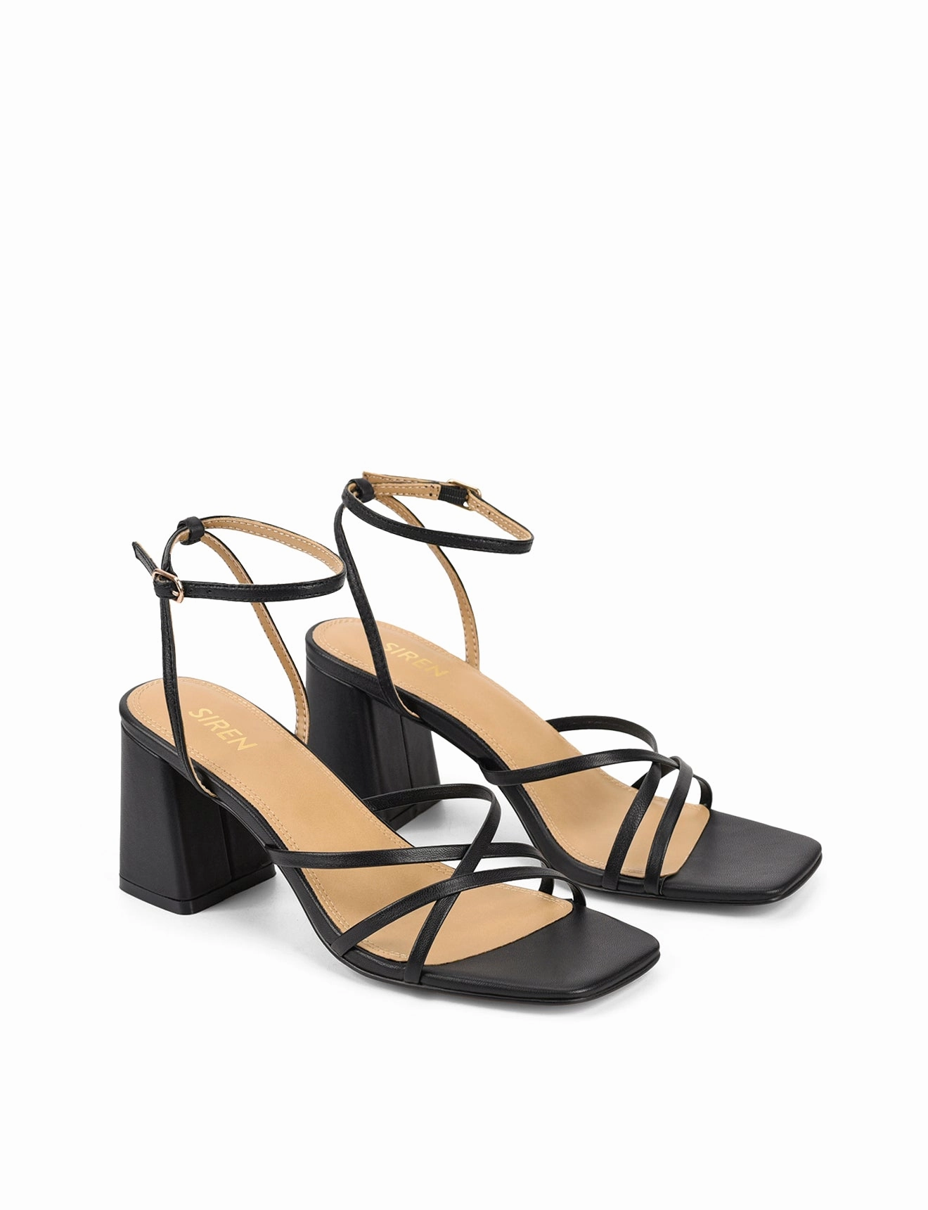 Errand Stop Heel Stable Straus Block Heel Sandals - Black Leather
