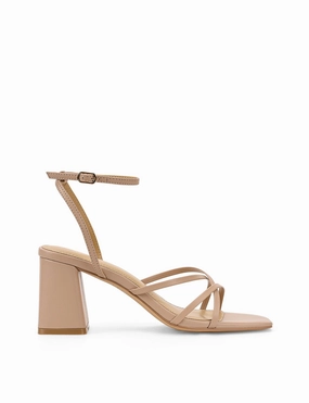 Year Round Straus Block Heel Sandals - Seashell Leather