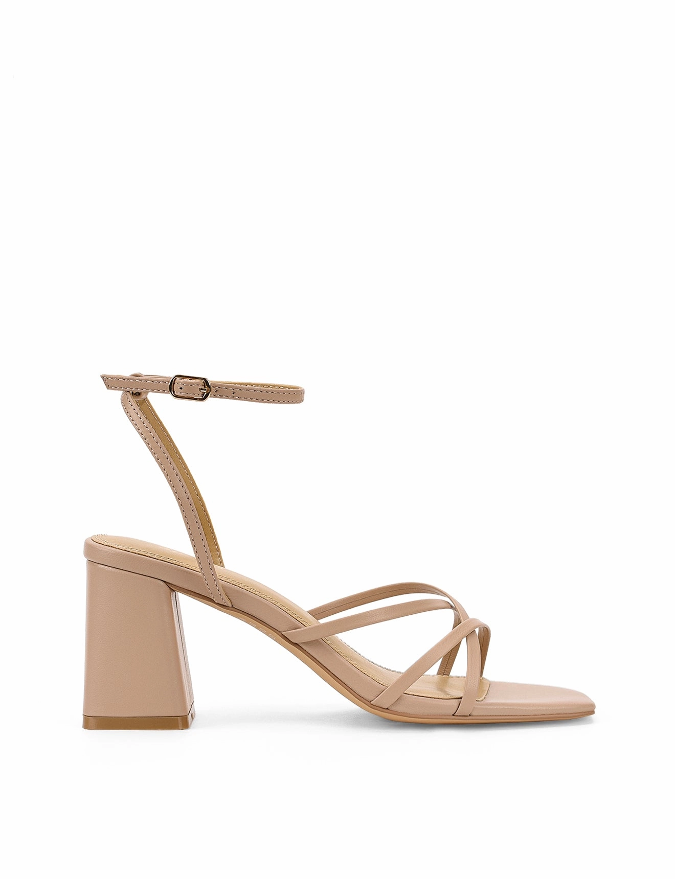 Year Round Straus Block Heel Sandals - Seashell Leather