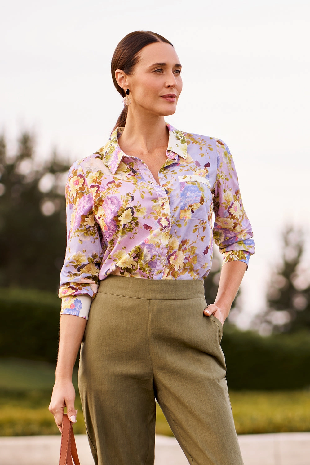 Beaded Mixed Print Shirt - Chantilly Mix ThermalRegulationLayer DurableStitching