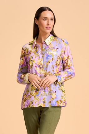 Beaded Mixed Print Shirt - Chantilly Mix Active Design