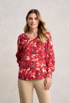 Natural Odor Control Blouson Sleeve Jumper - Rouge Magnolia