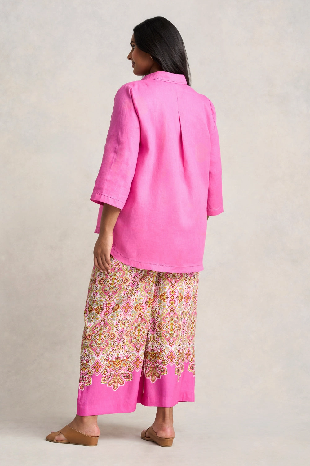 French Linen Shirt - Rose Pink Reinforced Seams