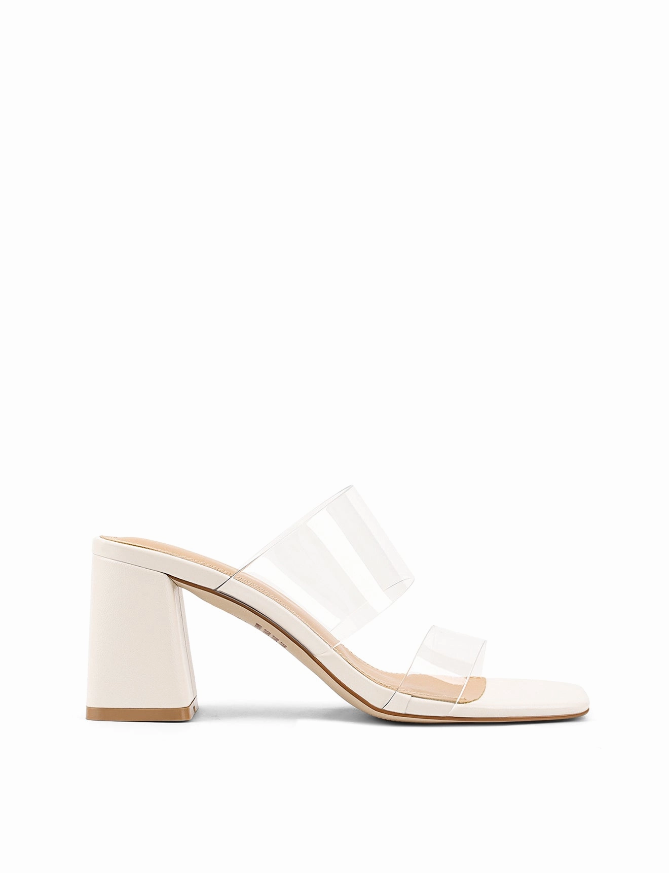 Nordic Tone Sunny Day Strife Block Heel Mules - Chalk White Leather & Vinylite