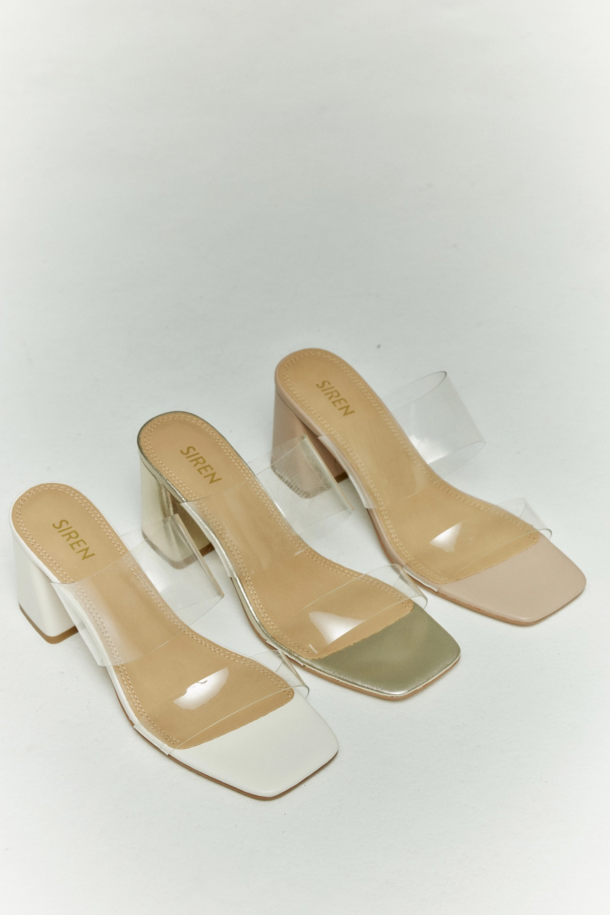 Park Trip Steady walk Strife Block Heel Mules - Gold Metallic Leather & Vinylite