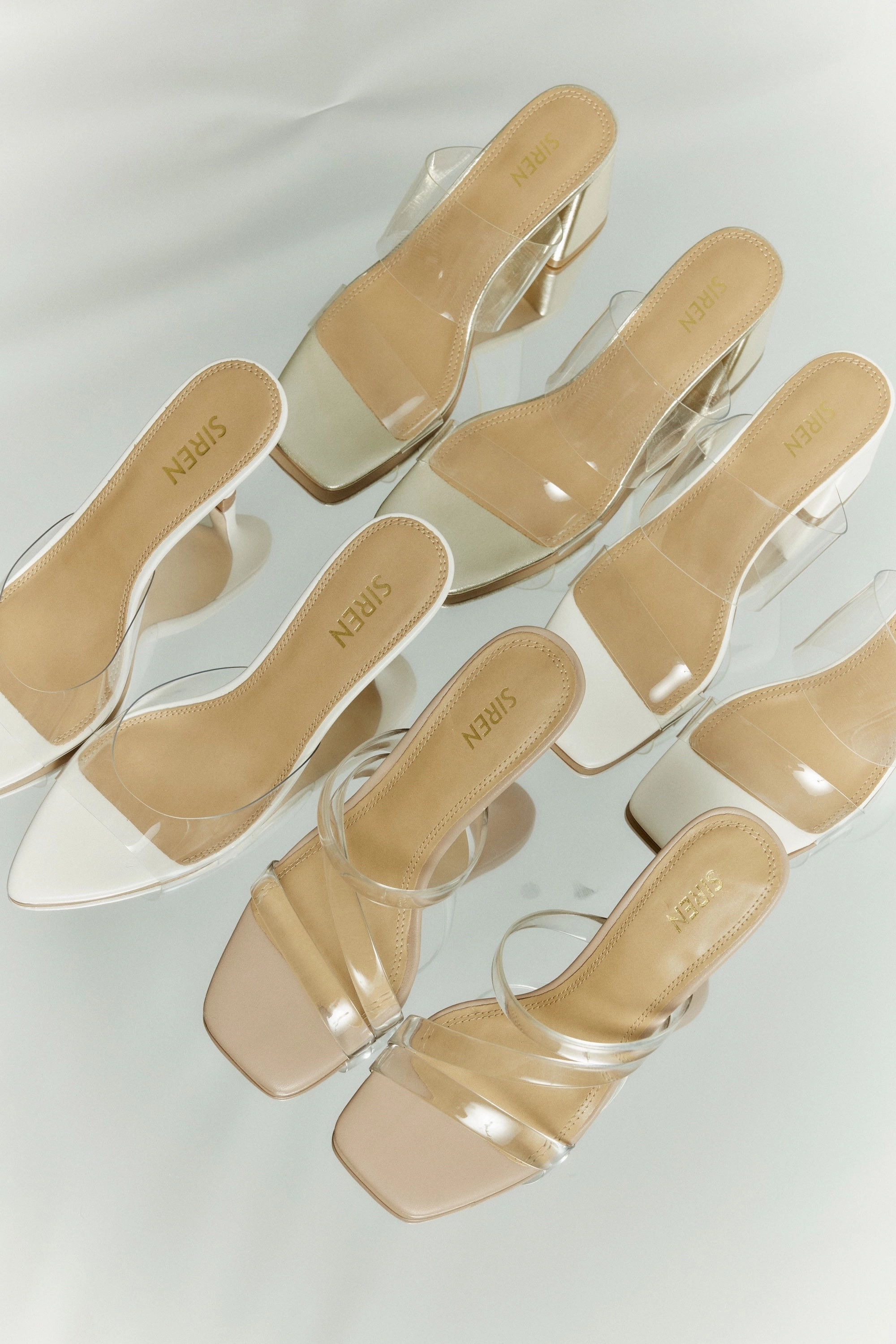 Urban Life Strife Block Heel Mules - Gold Metallic Leather & Vinylite