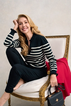 Stripe Wool Jumper - Cream & Ink Stripe Soft Piece Lattice Ventilation Weave