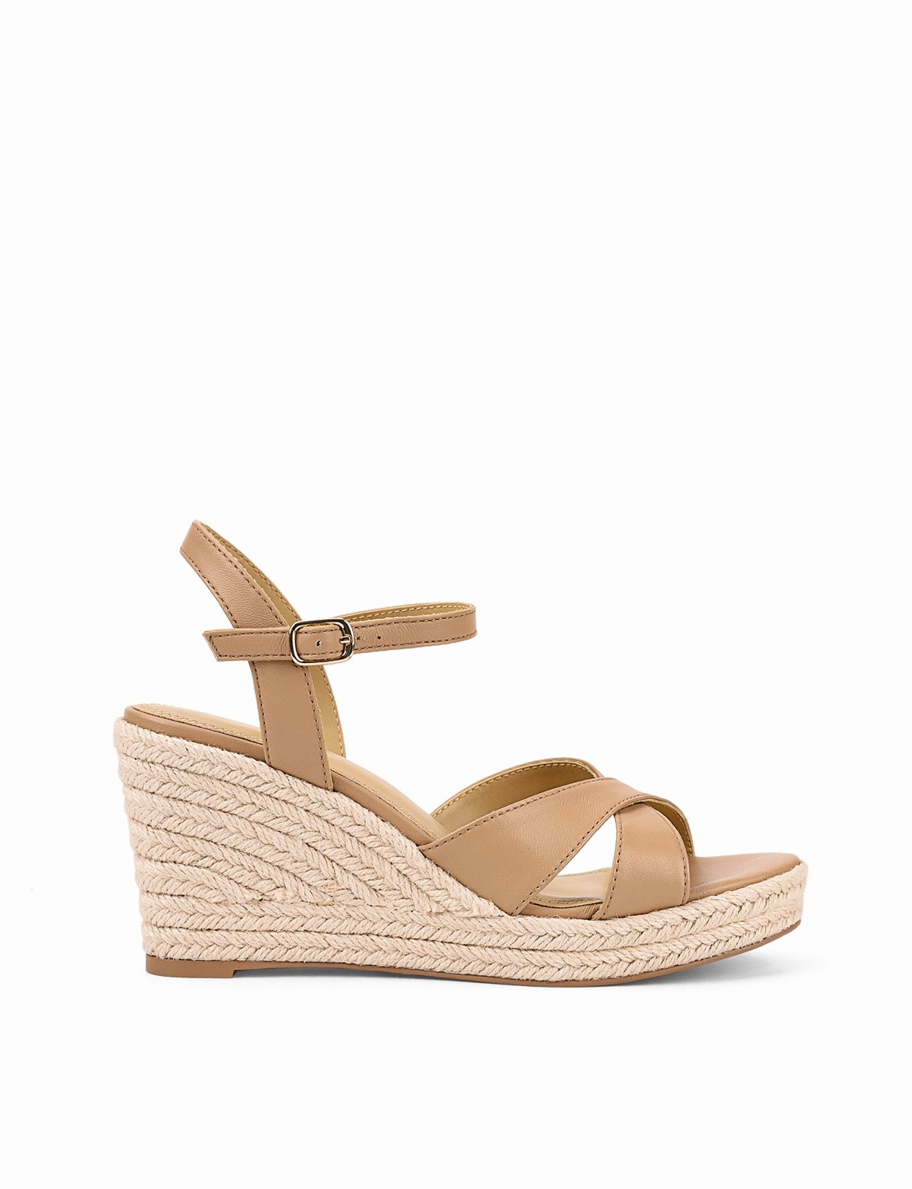 Remmie Rope Wedges - Almond Tan Leather Romantic Wedding Shoes