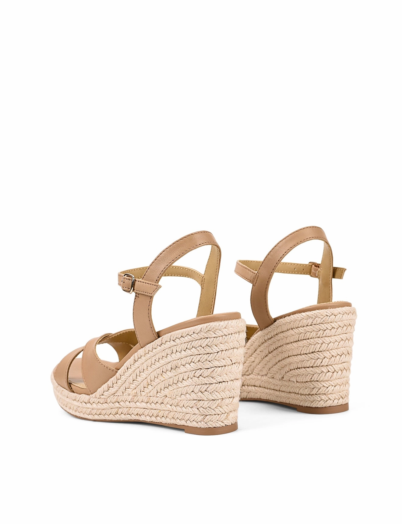 Remmie Rope Wedges - Almond Tan Leather Luxury Office Shoes