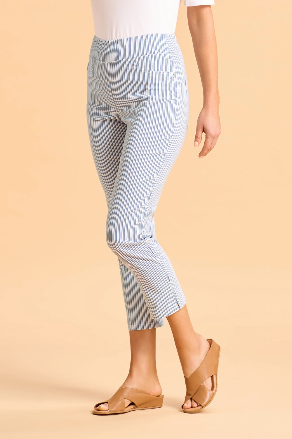 Relax Fit Design Bengajean? 3/4 Seersucker - Navy & White Stripe