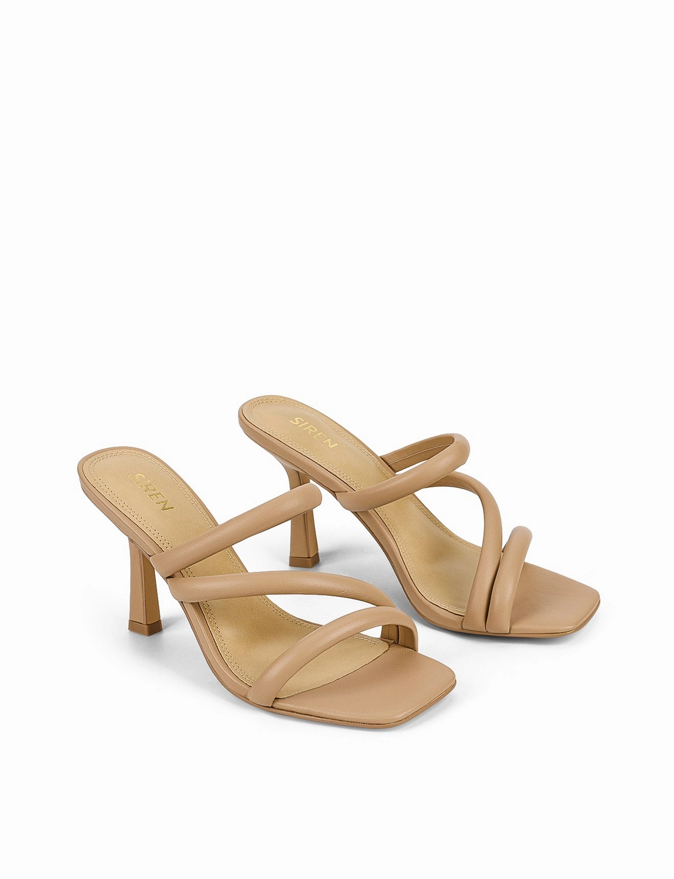 Simple Step In Spence Heeled Sandals - Almond Leather