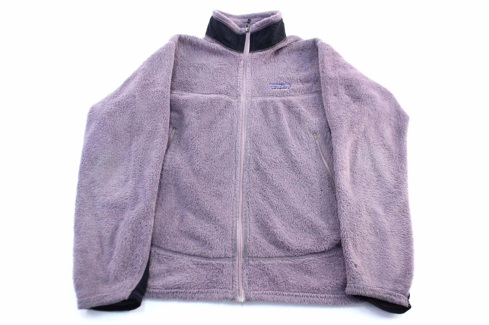 Women's 90's Patagonia Embroidered Logo Black & Purple Zip Up Jacket Urban Comfort