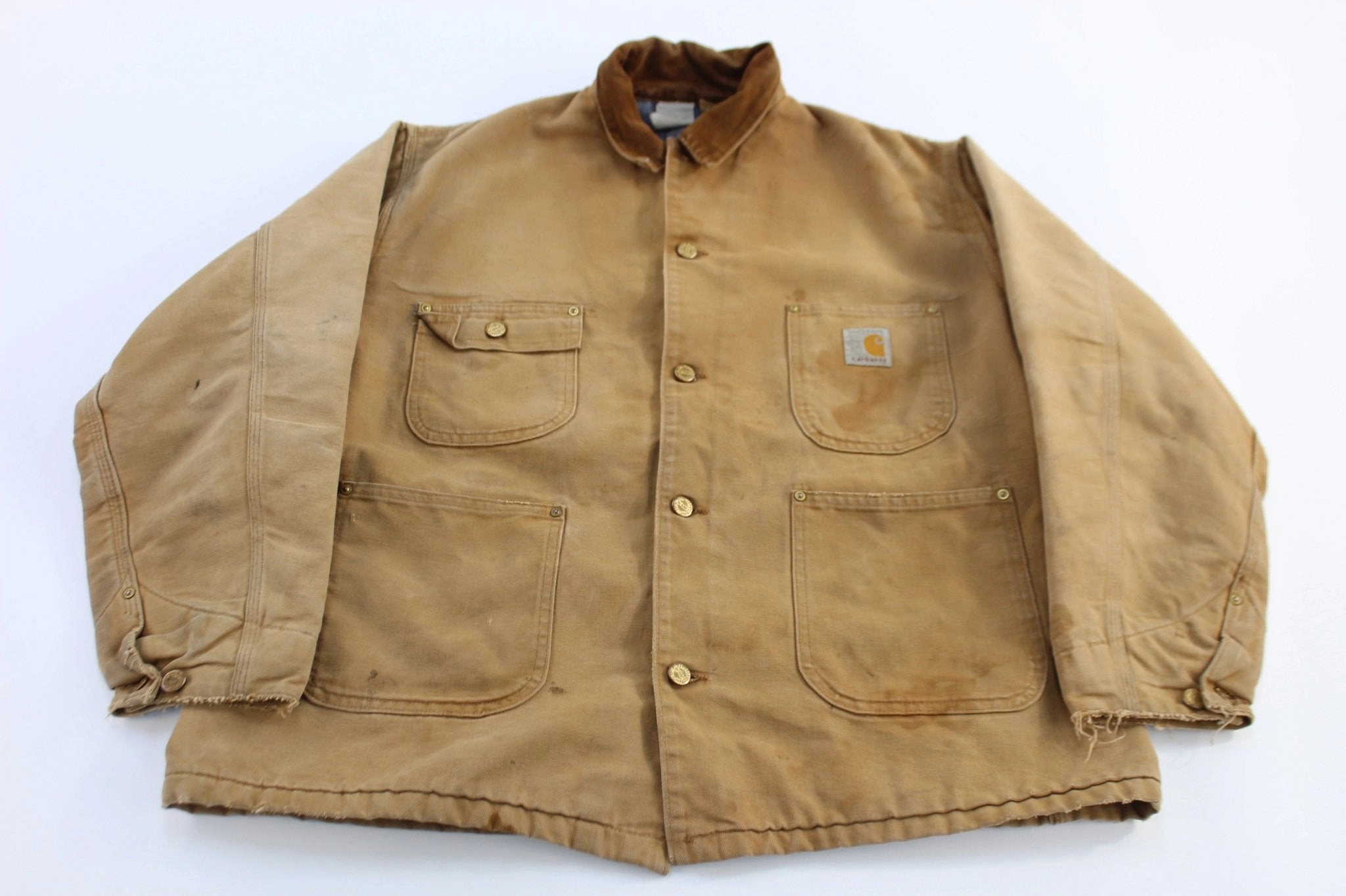 suitable for dance parties 80's Carhartt Logo Patch Tan Blanket Lined Chore Jacket